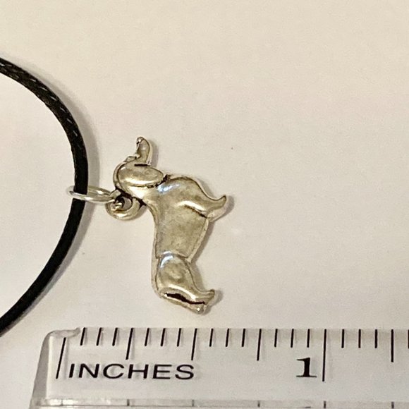 Dachshund Dog Necklace Doxie Silver Plated Black Cord Charm Vet Tech Gift Rescue - Picture 8 of 8